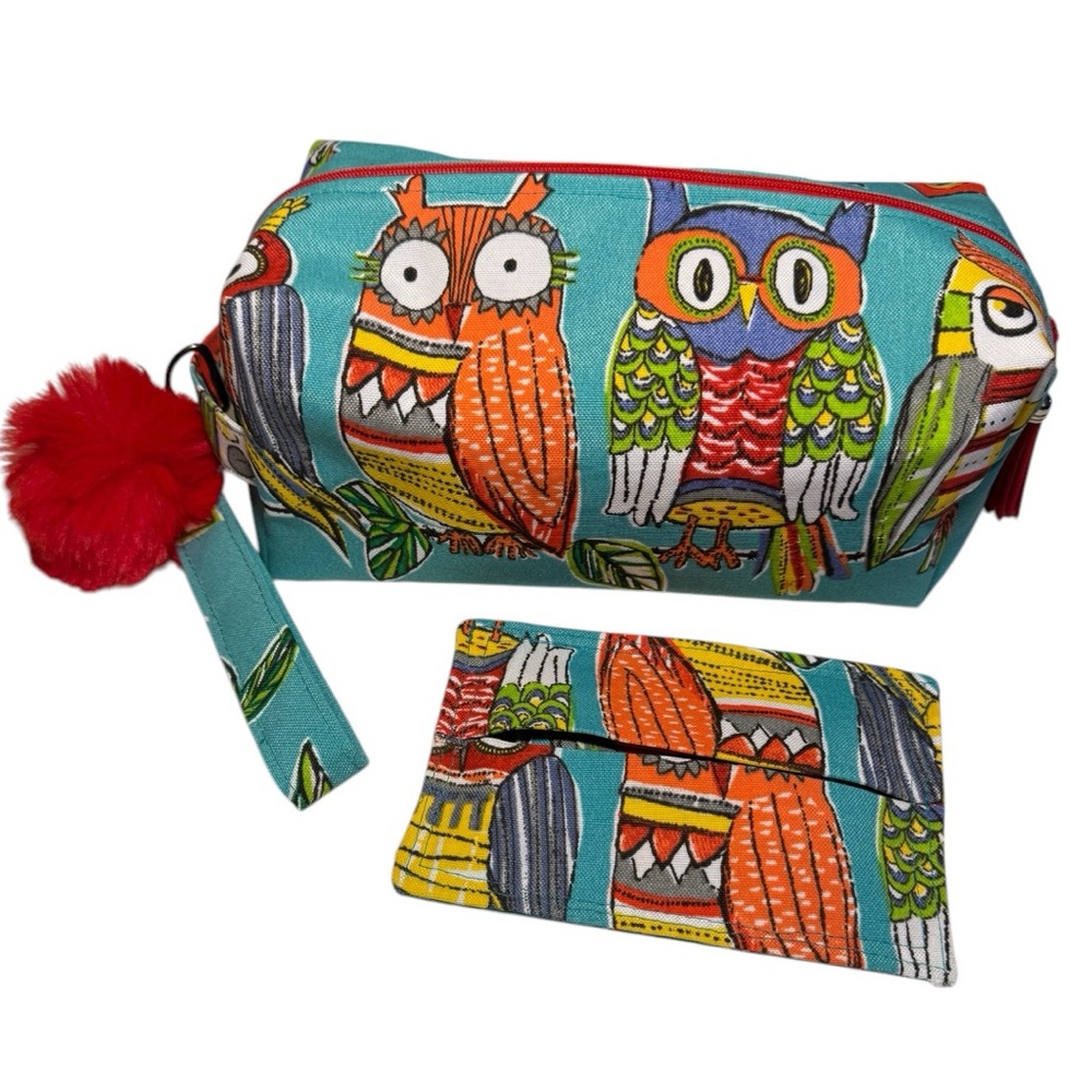 Colorful Owl Cosmetics Bag